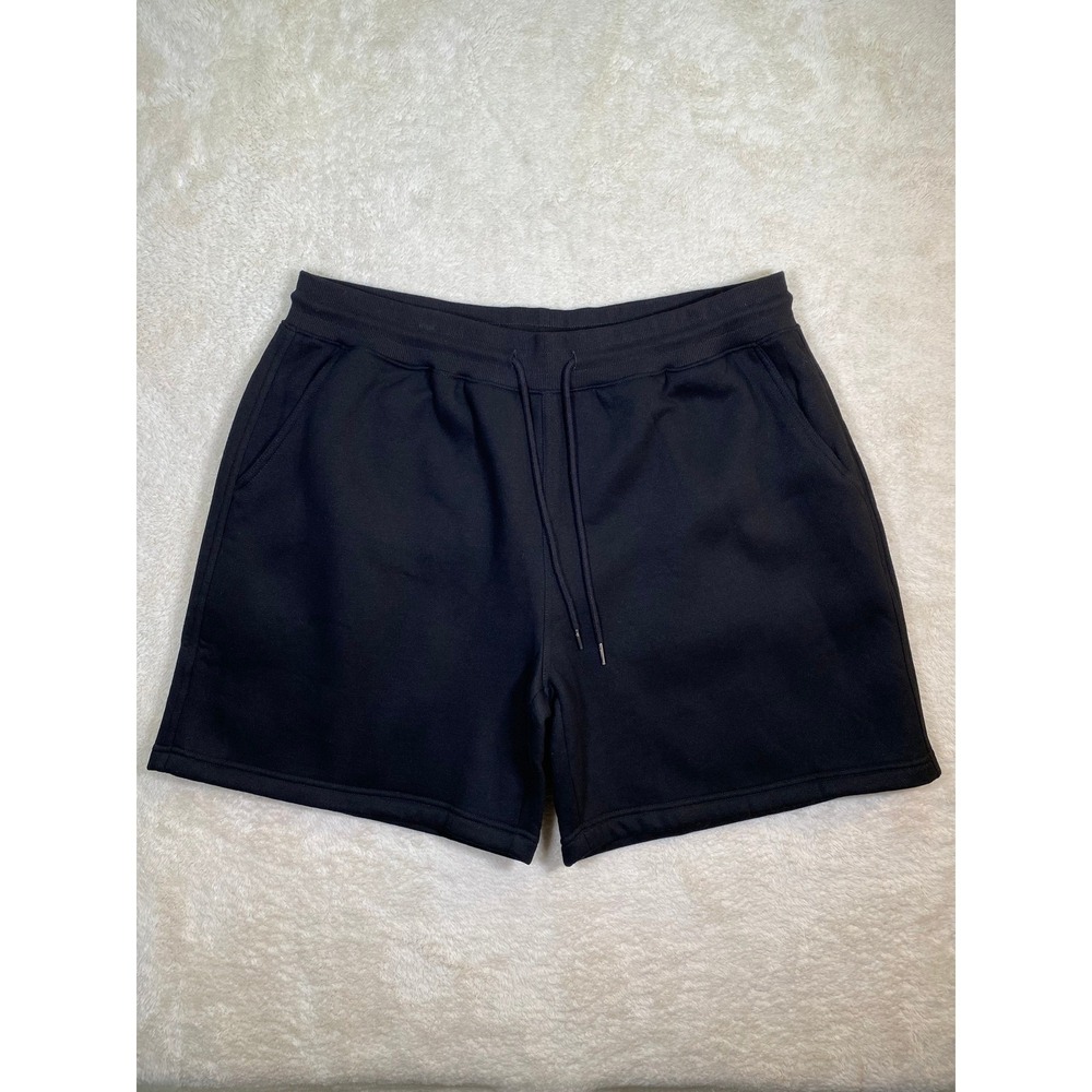 Comfrt Mens Black Fleece Sweat Shorts 2XL Elastic Waist Drawstring Gym Lounge